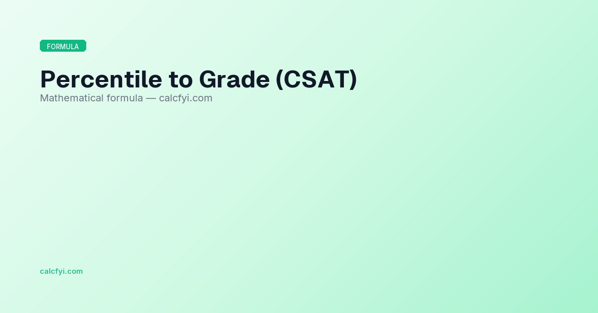 Percentile to Grade (CSAT) — FormulaCard Guide — CalcFYI — CalcFYI