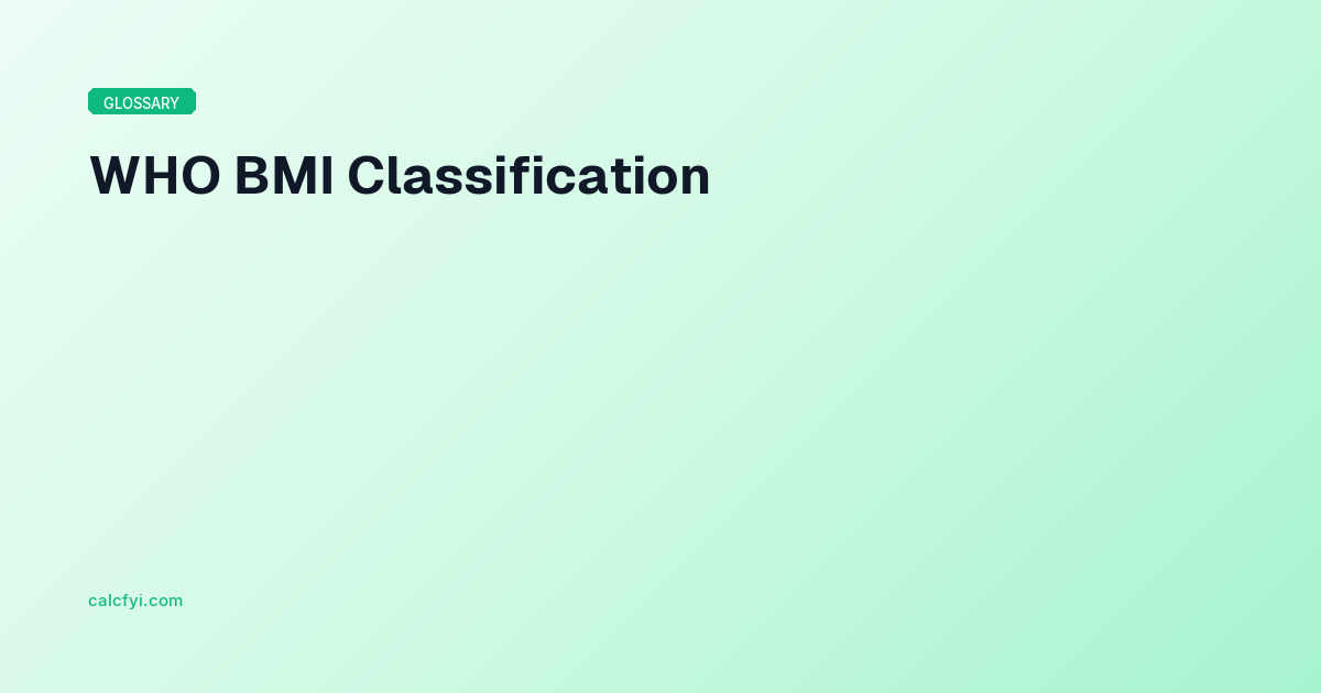 WHO BMI Classification — CalcTerm Guide — CalcFYI — CalcFYI